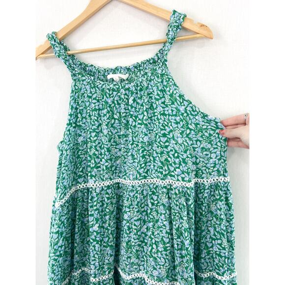 Lucky Brand Ditsy Floral Tiered Mini Dress Small Spring Blue Green Cottagecore - Picture 5 of 6